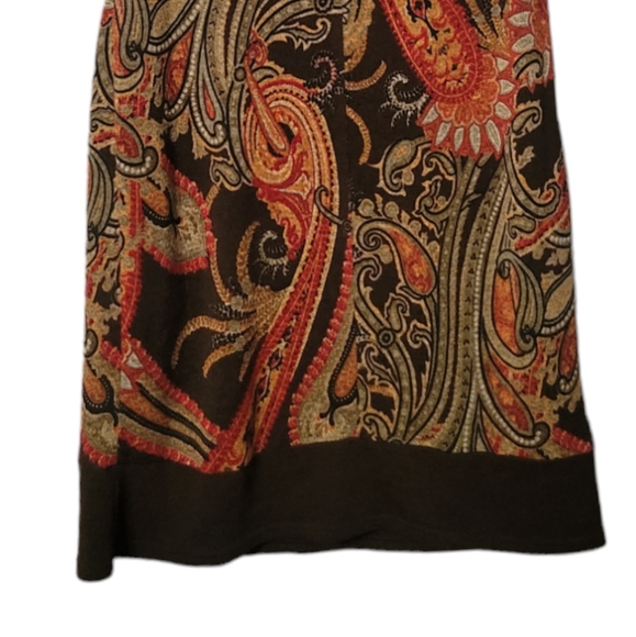 Sandra Darren Woman’s Brown Paisley Print Knee Length Cap Sleeves Dress 6 - Picture 6 of 6